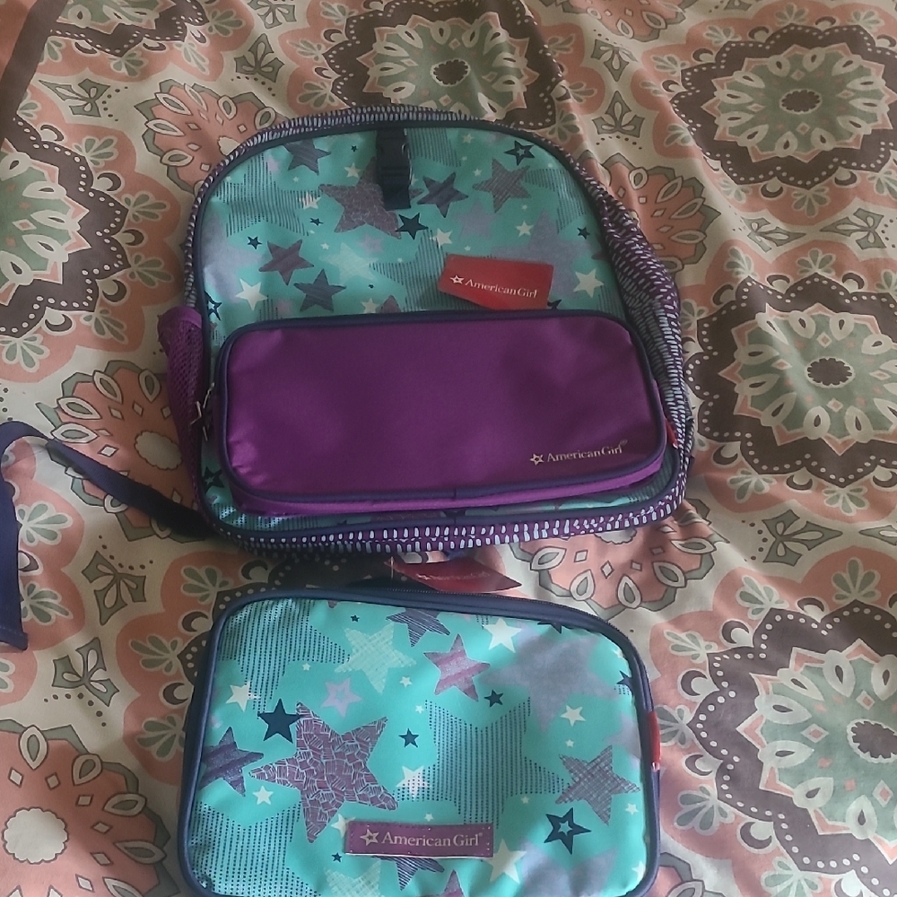 American Girl Kids Star Backpack and Lunchbox Set - Purple and Blue